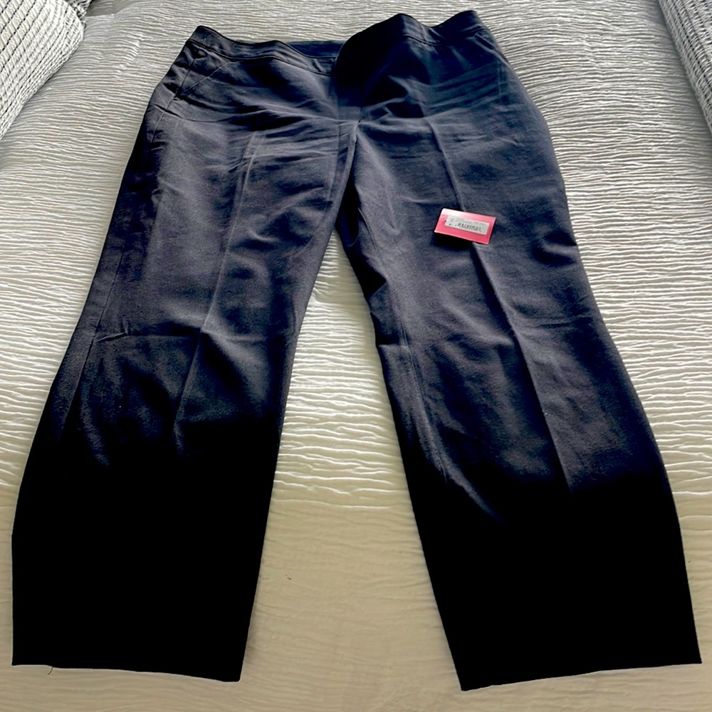 Black polished ankle slim pant